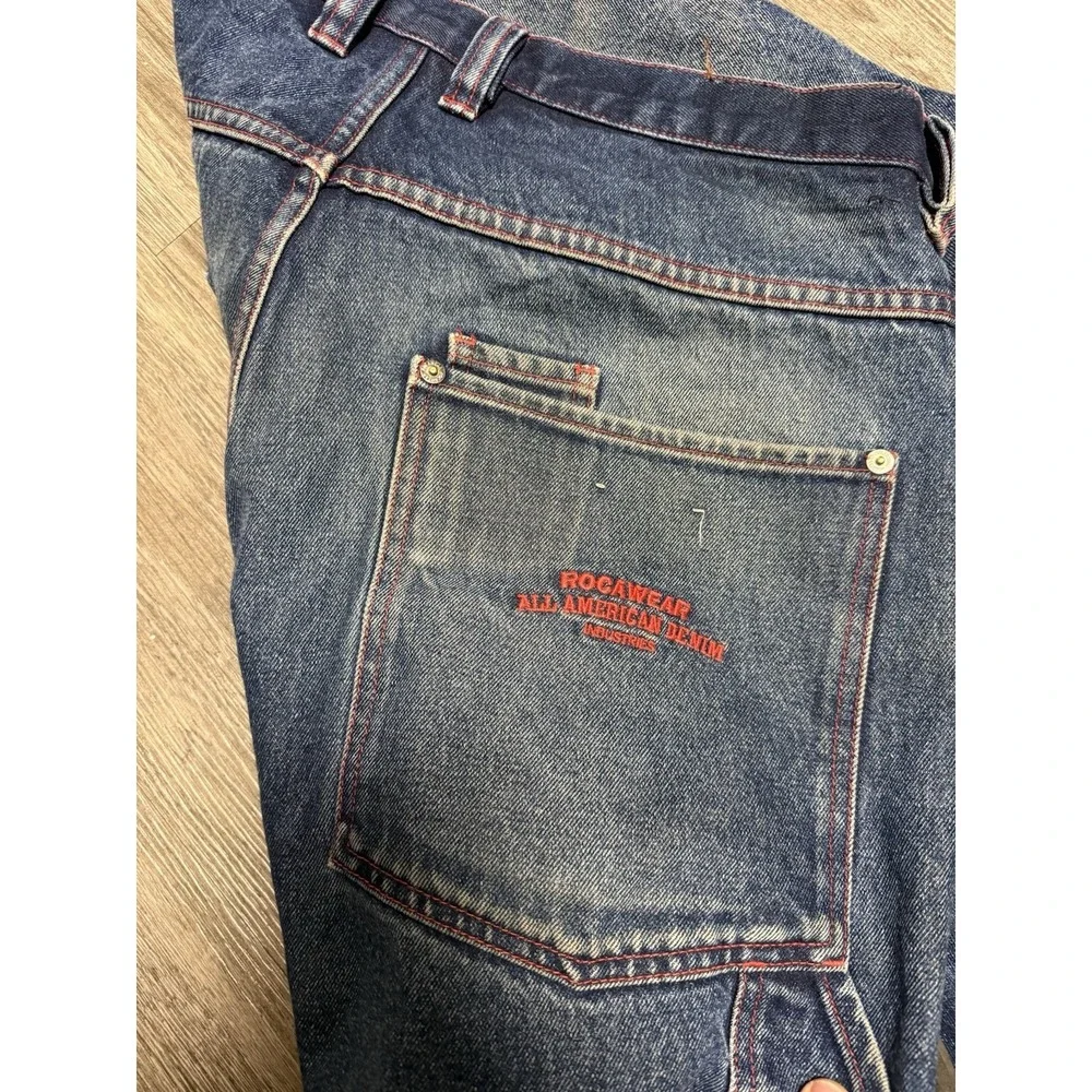 Vintage Rocawear Shorts Mens 38 Blue Denim‎ Jean Baggy Loose Carpenter Skate Y2K